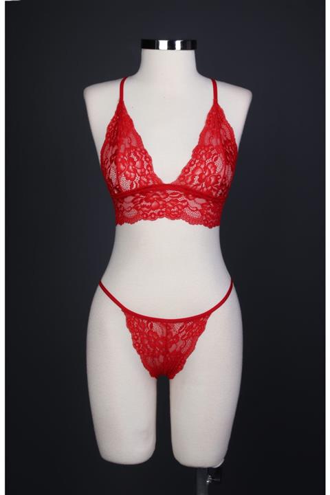 Top Step Kapsız Dantelli Sırtı Çapraz Bralet Sütyen Takımı