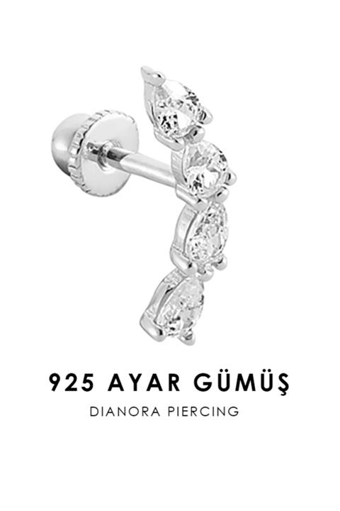 Dianora Piercing Damla Taşlı Gümüş Helix Piercing