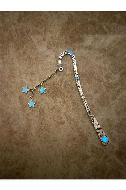 BİDOLUENERJİ Karanlıkta Parlayan Mavi Fosforlu Üç Yıldız Kitap Ayracı