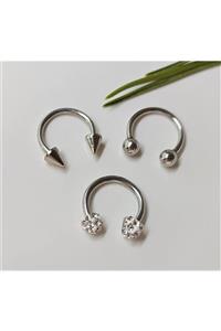 Jaida Moda Çelik Piercing, Küpe, Kulak, Dudak, Kıkırdak, Tragus, Helix, (3 LÜ SET)