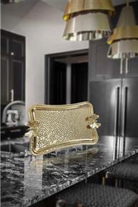 Glamour Home Beyt Life 2600ka Kelebek Dövme Metal Sunumluk Kahve Söz Tepsisi Gold