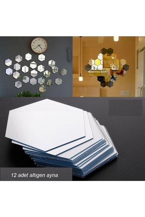 Limopa Yapışkanlı Altıgen Folyo Ayna Seti 12 Adet