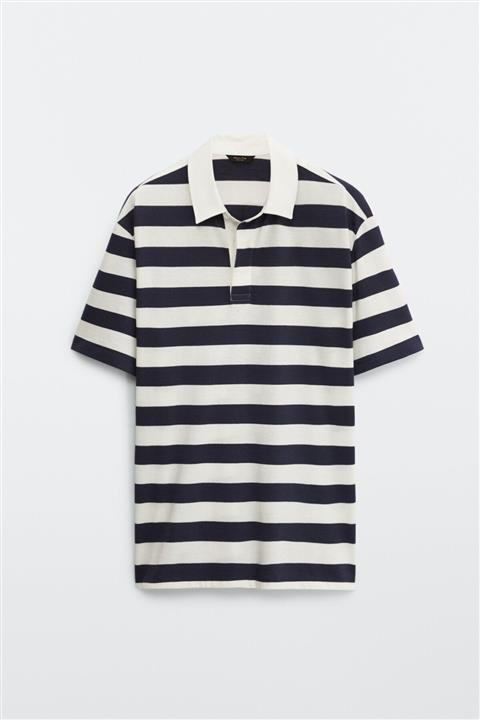 Massimo Dutti Erkek Pamuklu Kısa Kollu Çizgili Polo T-Shirt 00703400