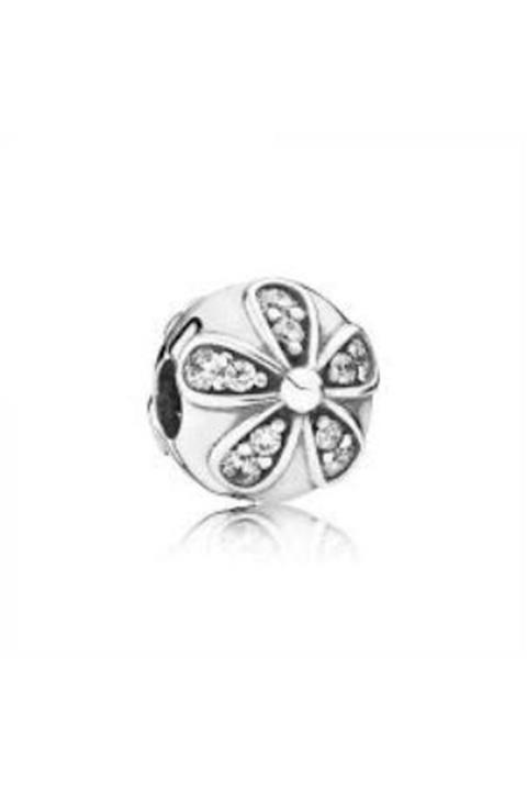 My Story Taşlı Papatya Desenli Gümüş Charm