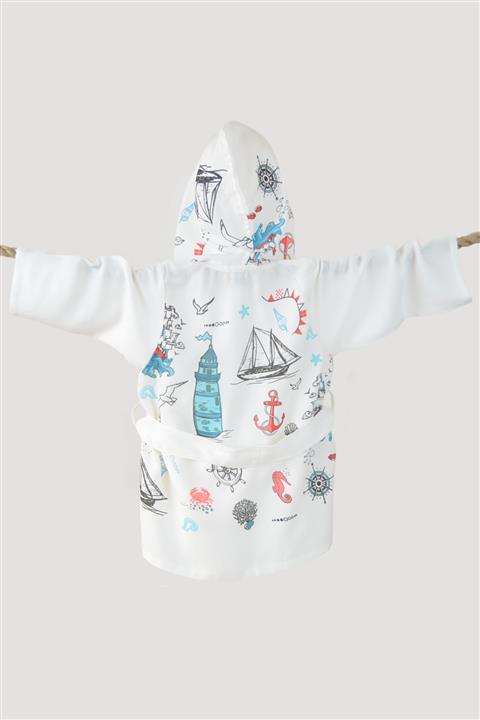 SHome Çocuk Beyaz Yengeç Peştemal Bornozu