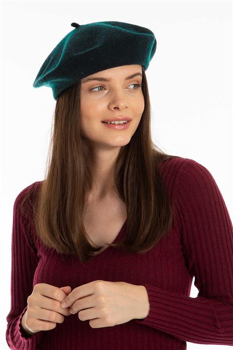 Mor Fabric Yeşil Fransız Ressam Keçe Bere