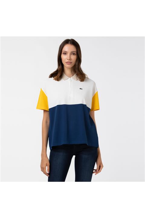 Lacoste Kadın Blok Desenli Renkli Polo