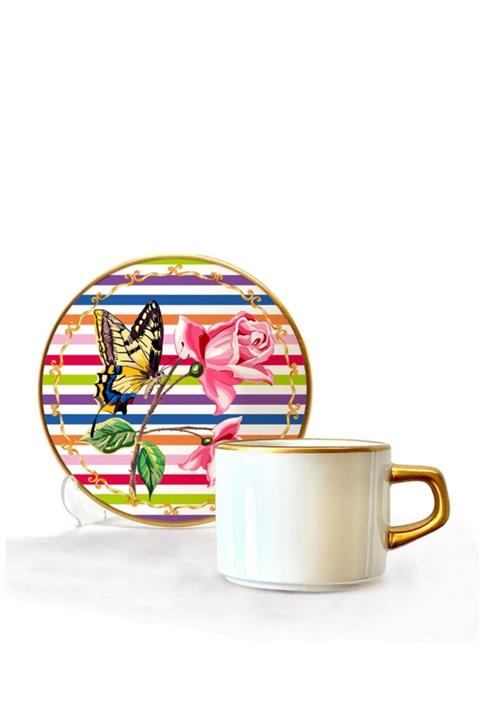 TOYGAR Asaf Çay Fincan Seti 6 Lı Butterfly Colorful