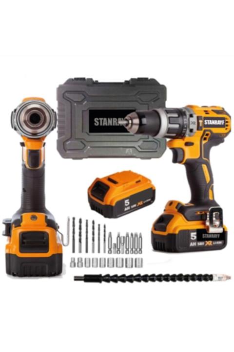 stanrayf Germany 58w 6ah Germany Metal Şanzıman Çift Akülü Darbeli Şarjlı Matkap Profesyonel 13mm