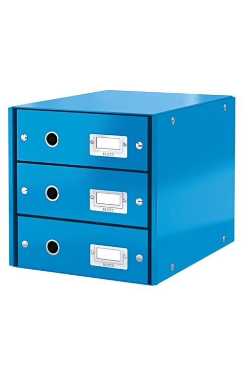 Leitz 6048 Wow Metalik Mavi Üç Çekmeceli Evrak Raf
