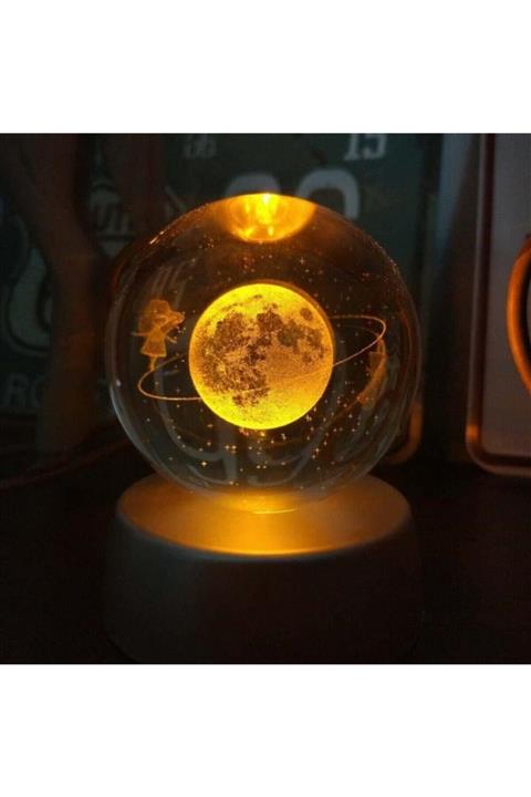 Moda Yedi Satürn Çemberindeki Kız Işıklı Cam Küre