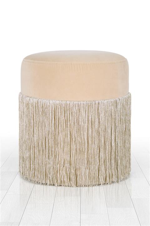 Lorencehome Merkür Püsküllü Puf - Krem