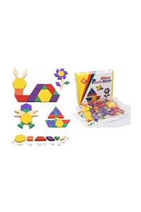 HAMAHA Wood Kids Tangram Zeka Geliştirici Ahşap Bloklar (125 Adet)