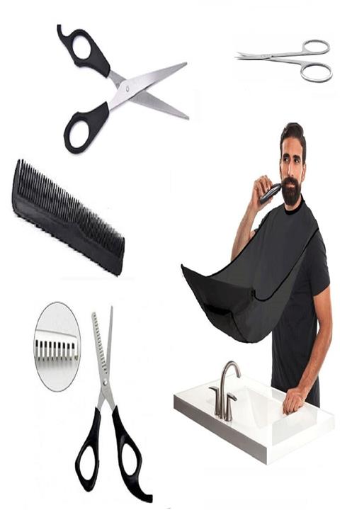 piithalat 5 Parça Berber Seti - Makas -tarak - Önlük - Kaş Makası Özel Set