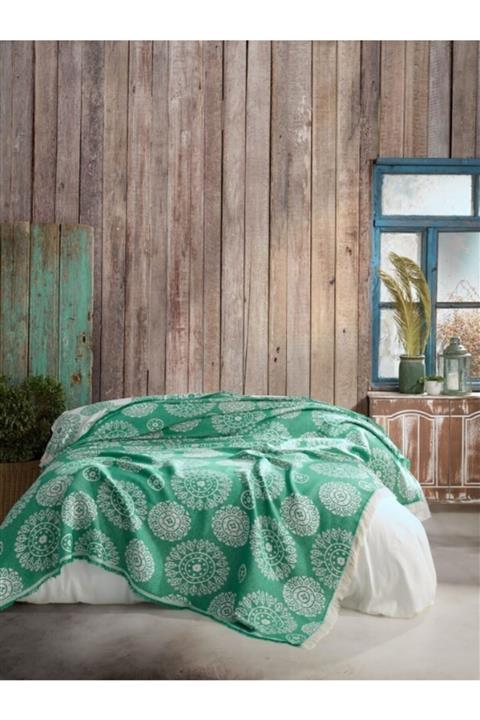 İpekçe Home Ipekçe Eliza Jakarlı Naturel Tek Pike Maya Yeşil