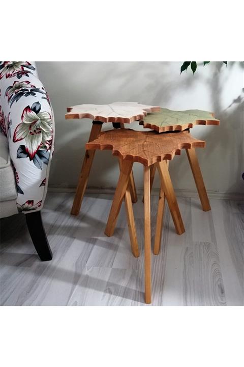 siah Eskoma Yaprak Zigon Sehpa 3’lü Set