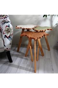 siah Eskoma Yaprak Zigon Sehpa 3’lü Set
