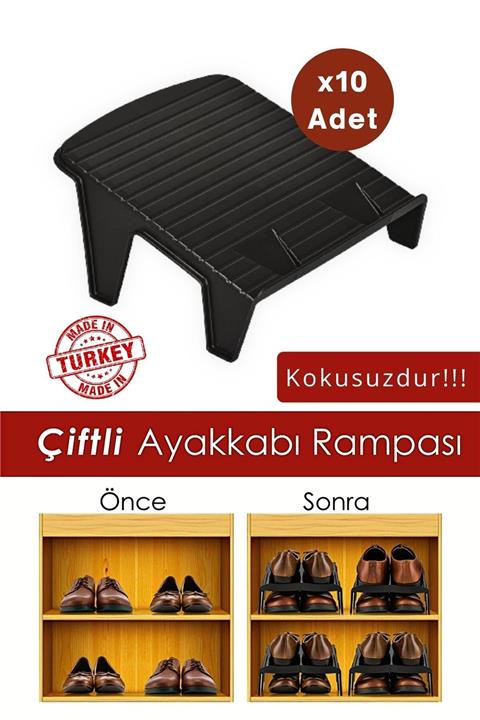 Nandy Home Çiftli Ayakkabı Rampası 10' Lu Siyah