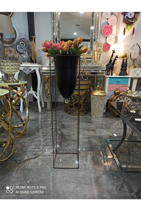 EFES HOME A Plus Metal Vazo - Saksı Büyük Boy- Bakır Renk