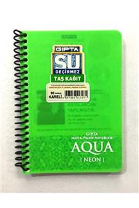 Gıpta Aqua Neon Su Geçirmez Taş Kağıt A6 80 Yaprak Kareli Yeşil Kapak