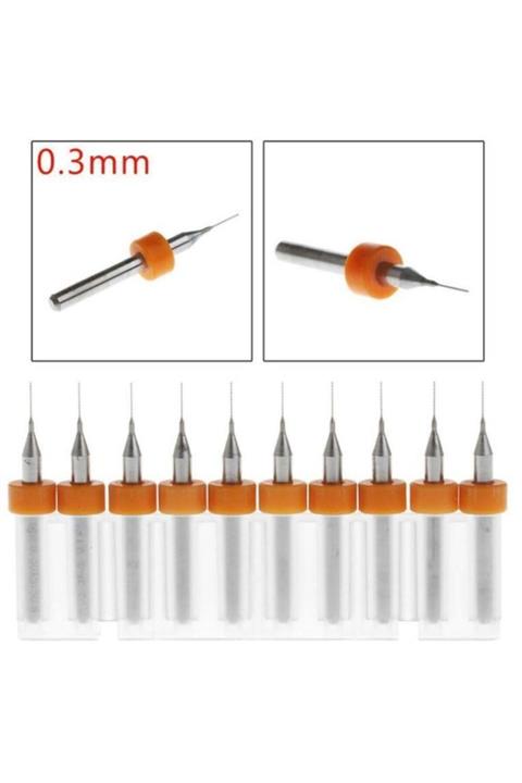Profisher Pcb Matkap Ucu 0,3mm Tungsten Mikro Karbür 10 Adet 18 Shank