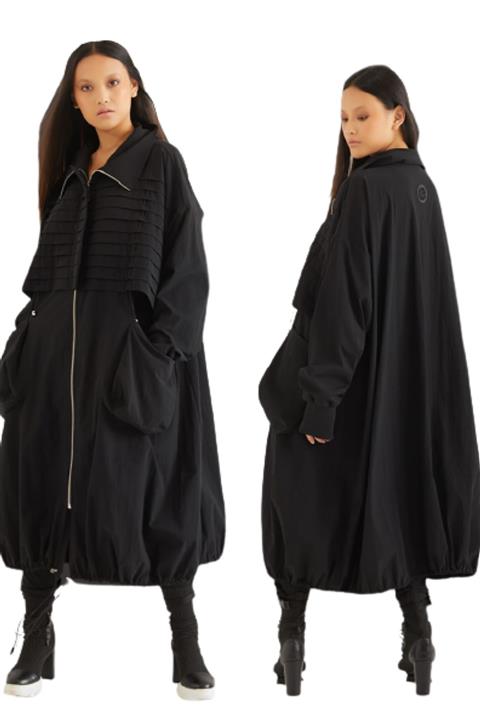 H4 Kadın Siyah Trençkot