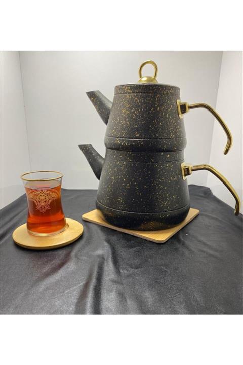 Kahramanlar Black Elegance Granit Çaydanlık