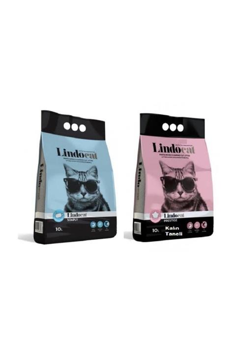 Lindo Cat Lindocat  Topaklaşan Baby Powder Ve Marsilya Sabunlu Kalın Taneli Kedi Kumu 10 lt * 2 Adet