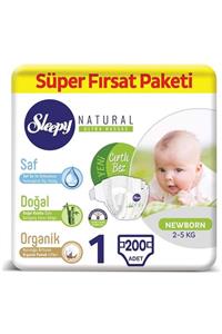 Sleepy Natural Bebek Bezi 1 Numara Yenidoğan Süper Fırsat Paketi 200 Adet