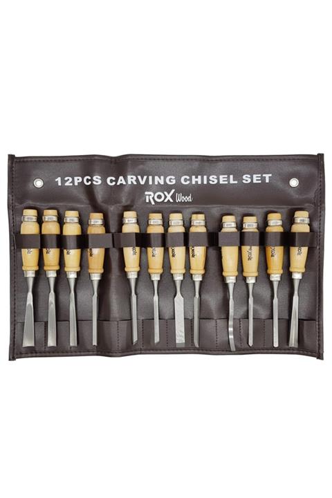 Rox Wood 12 Parça Tokmak Tip Ahşap Oyma Seti 15399084