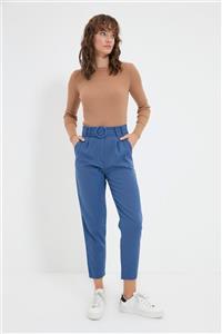 Trendyol Modest Mavi Yüksek Bel  Kemer Detaylı Havuç Fit  Pantolon TCTAW22TP0034
