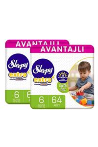 Sleepy Extra Avantajlı Bebek Bezi 6 Numara Xlarge 64 Lü X 2 Adet