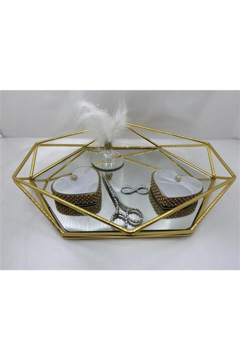 Ram ticaret Prizma Aynalı Gold Yüzük Tepsisi