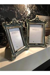 MALKOÇ HOME Taçlı Aynalı Küf Yeşili Çerçeve 13x18 Ve 15x20