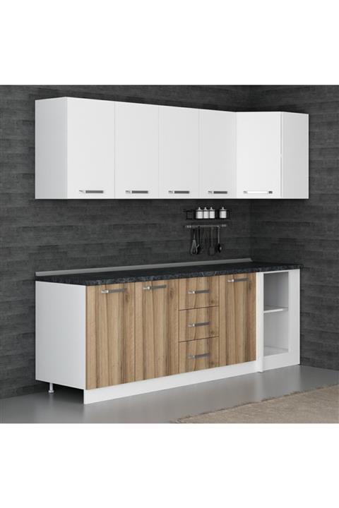 Minar 240 cm Köşe Mutfak Dolabı - Beyaz