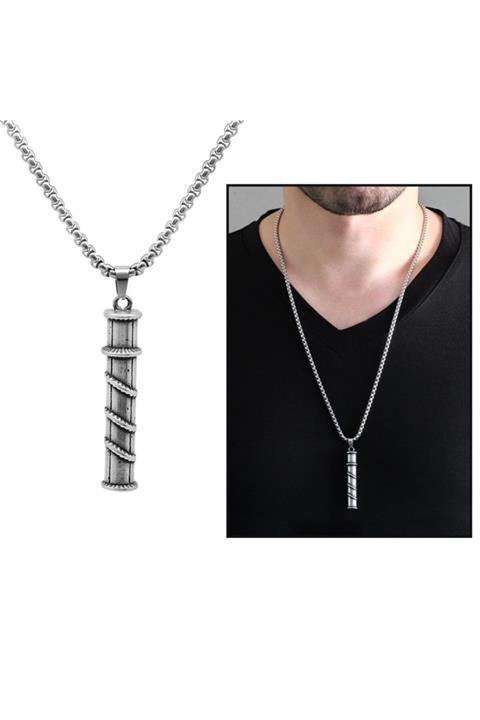 Alis Silver Helezon Tasarım Silver Renk Zincirli Çelik Erkek Kolye