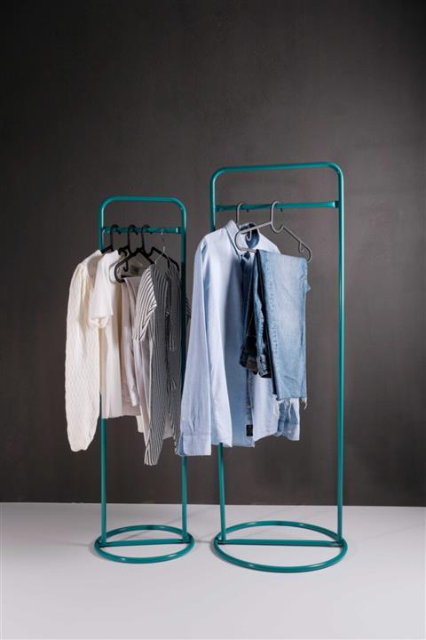 Fec Reklam Turkuaz Metal Ayaklı Konfeksiyon Askılığı 2'li