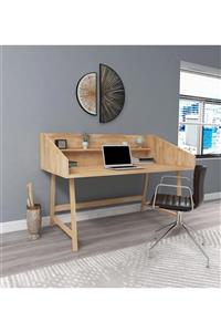 WOODFACE Mely Çalışma Masası 120x60 Doğal Ahşap Tek Raflı Özel Tasarım Uyumlu Görünüm