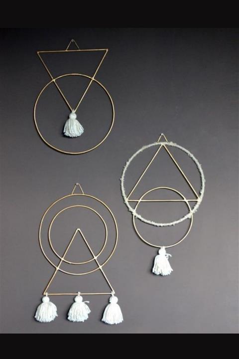 LALEZEN 3 Lü Gold Şık Duvar Dekoratif Ürün - Duvar Aksesuar - Duvar Süsü -