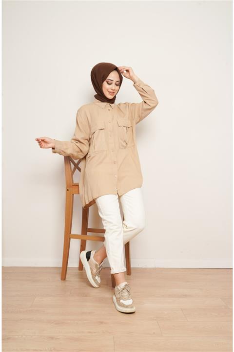 KAMİL KESKİN Kapak Cepli Tensel Gömlek