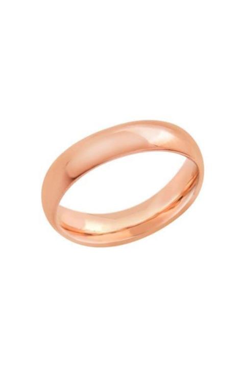 pink diamond Klasik Içi Dolu Bombeli 14 Ayar 4 Mm Roz Altın Alyans