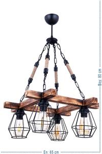 özpolataydınlatma Tetra Wooden 4 Lü Lüx Halatlı Avize