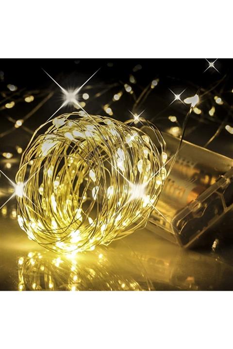 ROBEVE Peri Led 10 Metre Gün Işığı Sarı Renkli Pilli Dekoratif Aydınlatma Süsleme Parti Led Işık