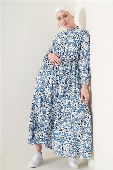 Bigdart 2144 Desenli Hakim Yaka Elbise