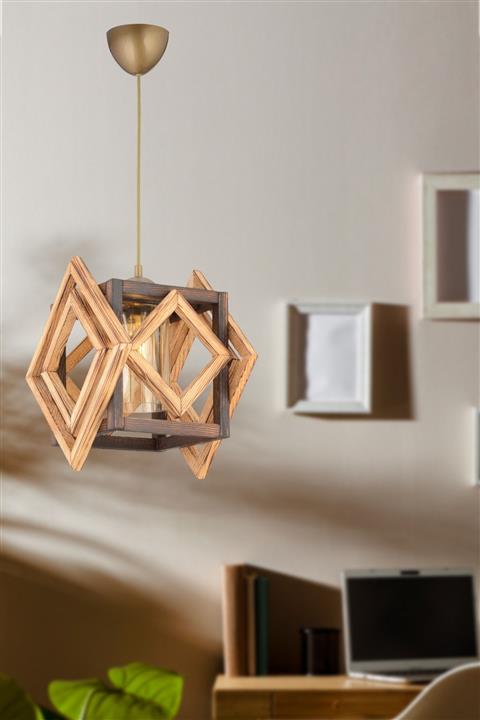 BCD TASARIM AYDINLATMA Universe Ahşap Sarkıt Avize