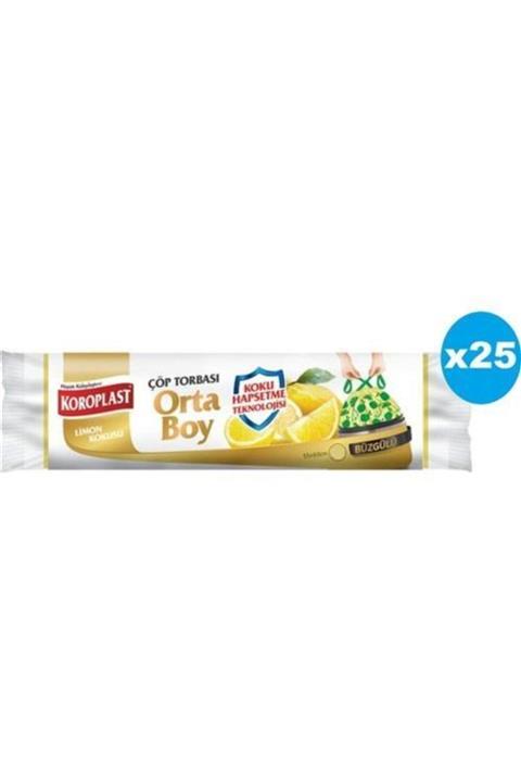 Koroplast Yasemin Koku Büzgülü Orta Çöp Torbası 15'li X 25 Paket