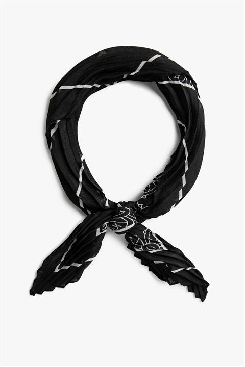 Koton Kadın Desenli Siyah Fular 1yak55051aa