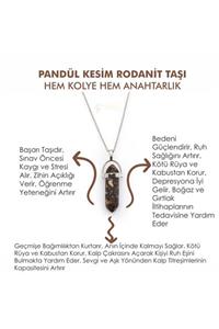 Golden Palace Doğaltaş RODANİT TAŞI Pandül Kesim Kadın Erkek (Unisex) İster Kolye İster Anahtarlık