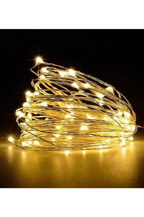 eğlencemarketi Led Gün Işığı Sarı Renk 5 Metre Pilli Kablolu