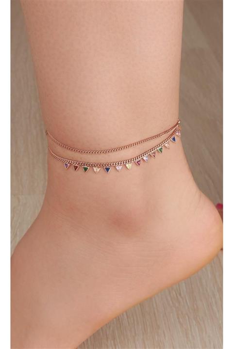 Tmt Silver Gümüş Rose Renk Renkli Zirkon Taşlı Pramit Halhal